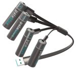 Pale Blue Pale Blue Li-Ion Rechargeable AA Battery 4 pack of AA with 4x1 charging cable
