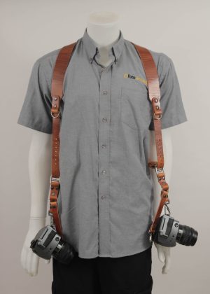 Foto de Vakman Lederen Harnas Fotocamera Heavy Duty Lichtbruin