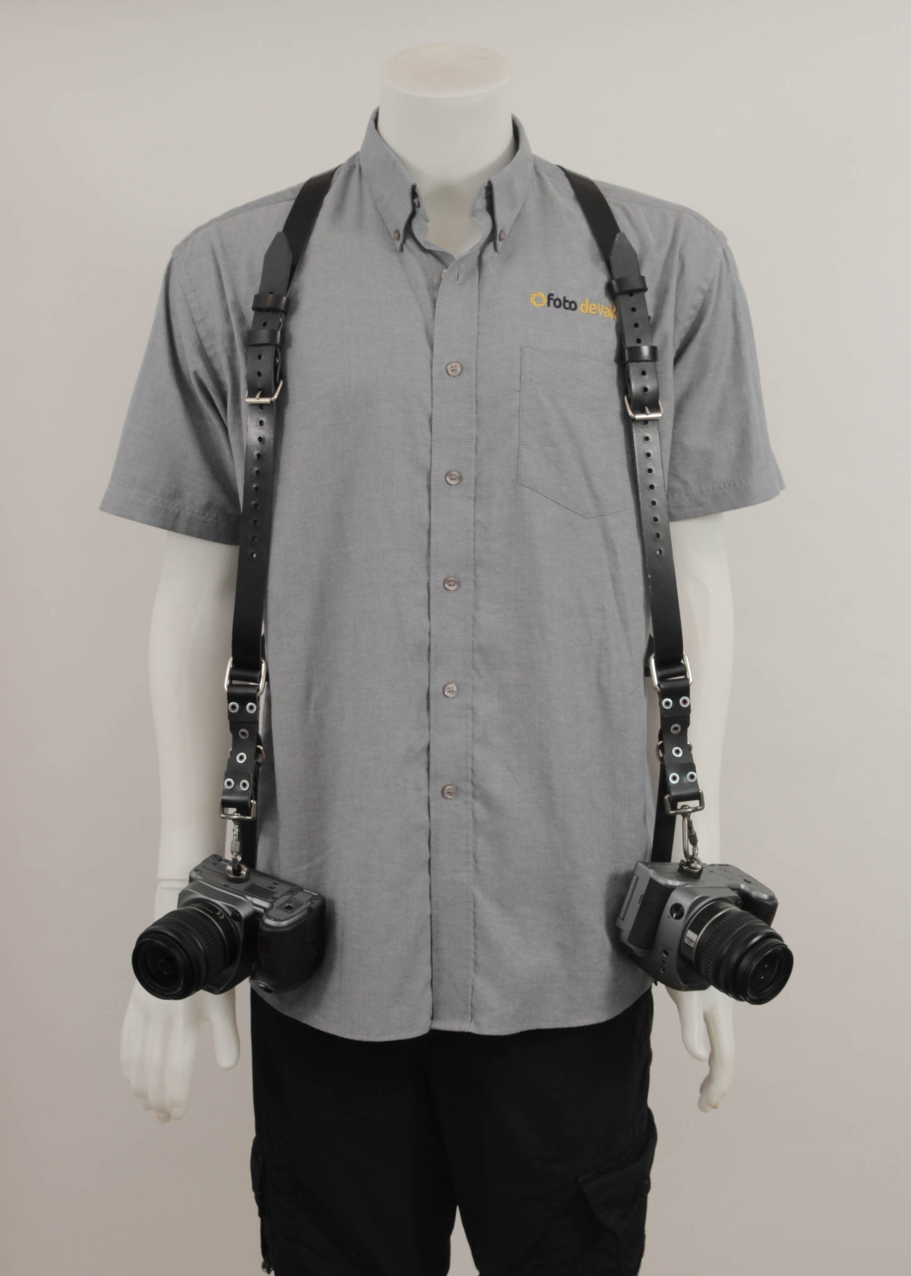 Foto de Vakman Lederen Harnas Fotocamera Heavy Duty Zwart