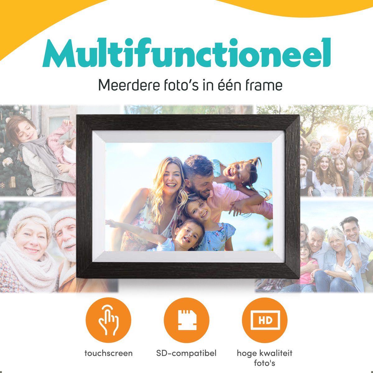 Pora&Co Pora&Co Digital Photo Frame 10 inch Black Wood - Image 2