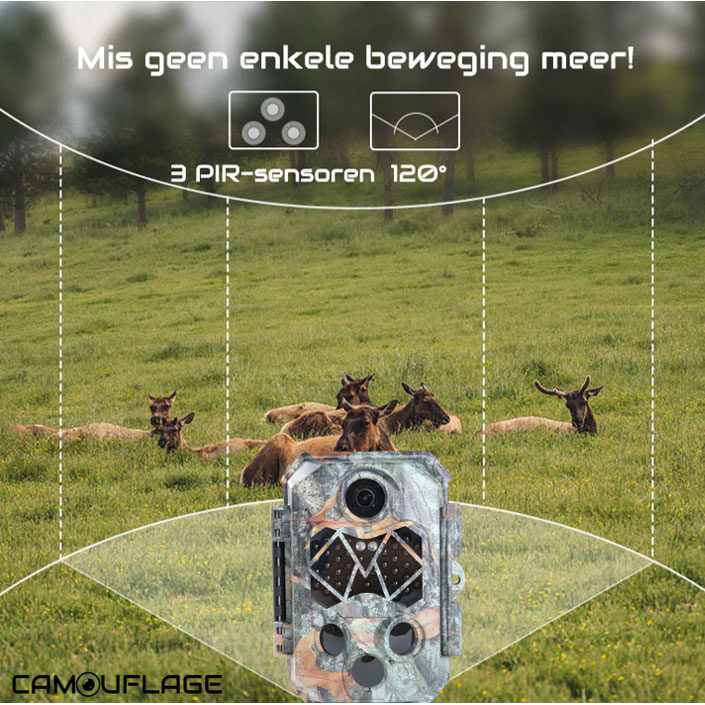 Camouflage Camouflage EZ2 Wildcamera - Nachtzicht - 32MP Camera - 4k Video - Met 32GB SD-kaart - 3 sensoren - Image 3