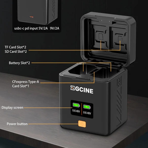 ZGCINE Zgcine Charging Case voor 2x Fujifilm NP-W126S accu's