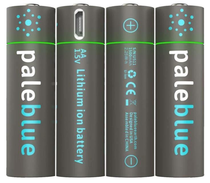 Pale Blue Pale Blue Li-Ion Rechargeable AA Battery 4 pack of AA with 4x1 charging cable - Image 2