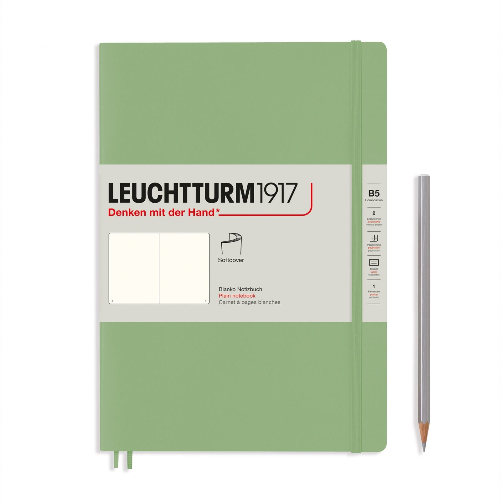 Leuchtturm Leuchtturm Sage, Softcover, Composition (B5), 123 p., plain