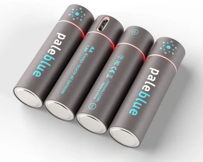 Pale Blue Pale Blue Li-Ion Rechargeable AA Battery 4 pack of AA with 4x1 charging cable - Image 3