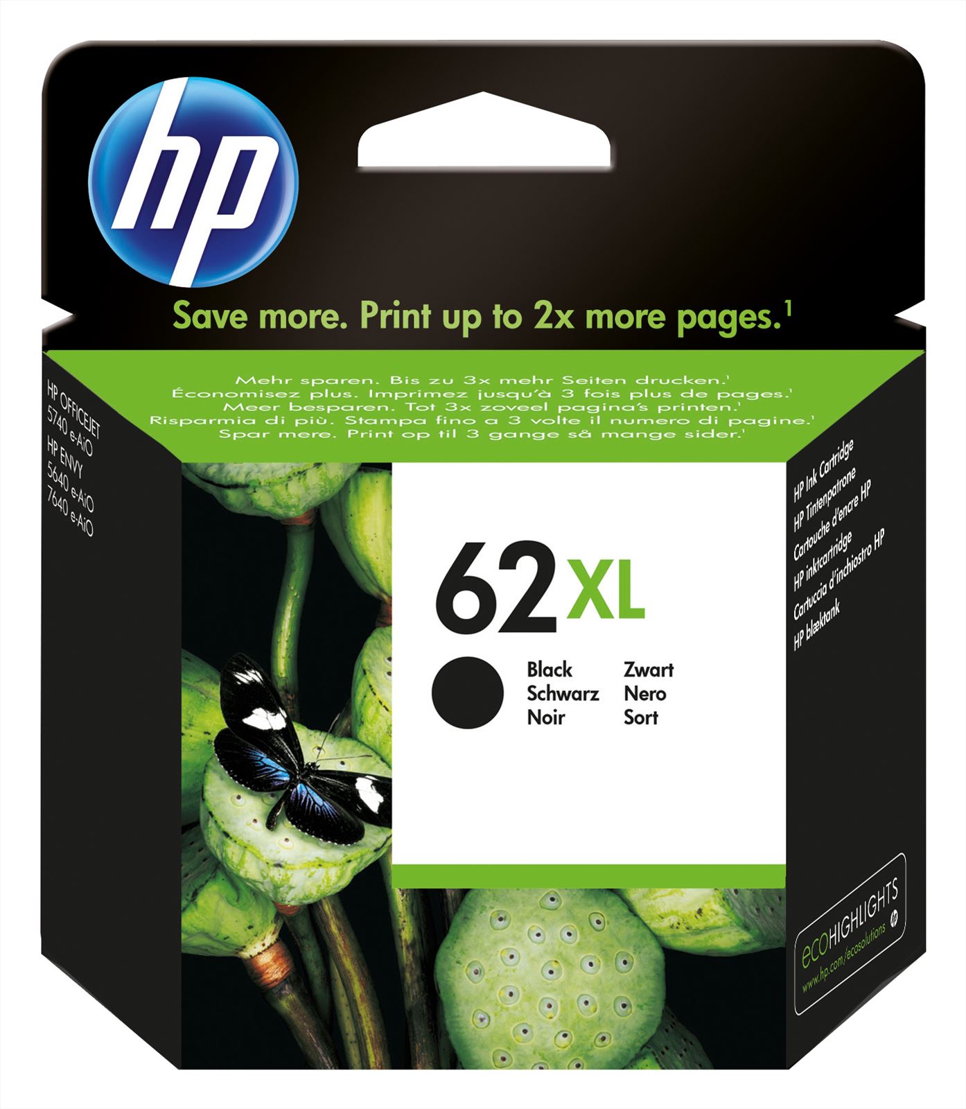 HP HP 62XL Black originele inkt cartridge