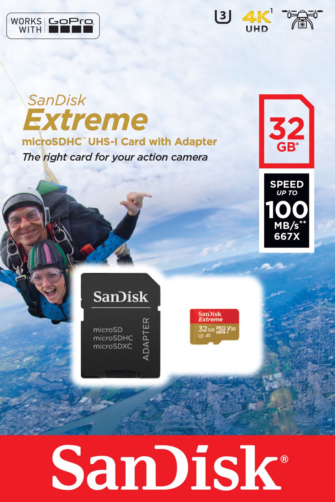 SanDisk SanDisk MicroSDHC Extreme 32GB 100mb/60mb,U3,V30,A1 - Image 2