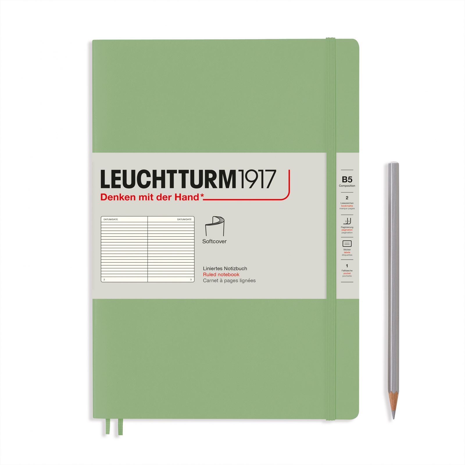 Leuchtturm Leuchtturm Sage, Softcover, Composition (B5), 123 p., ruled