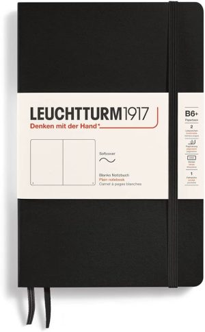 Leuchtturm Leuchtturm Black, Softcover, Paperback (B6+), 123 p., plain