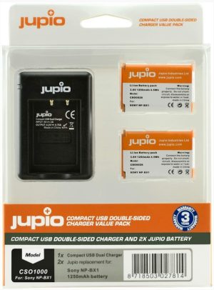 Jupio Jupio Value Pack: 2x Battery NP-BX1 + Compact USB Double-Sided Charger