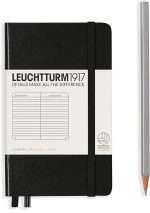 Leuchtturm Leuchtturm Black, Pocket (A6), 187 p., ruled