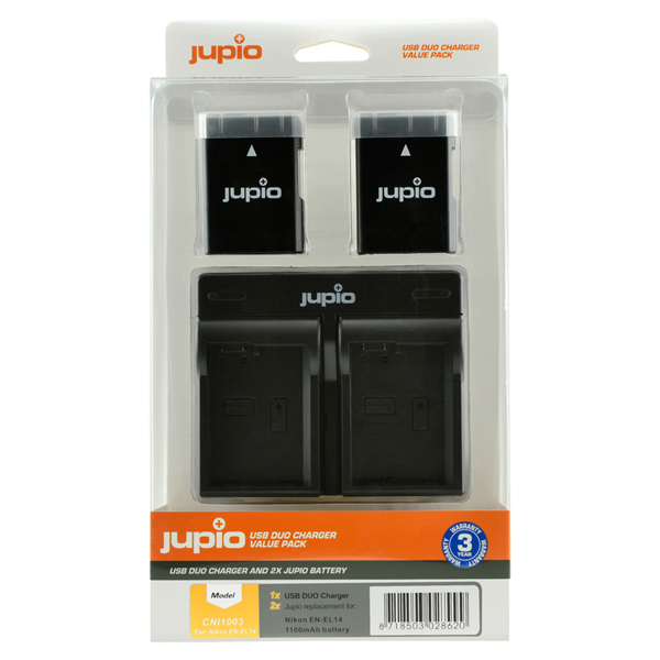 Jupio Jupio Value Pack: 2x Battery EN-EL14(A) 1100mAh + USB Dual Charger