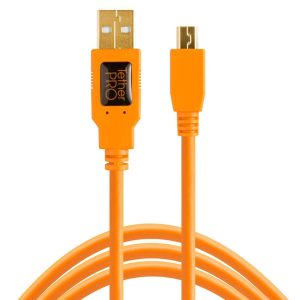 TetherTools Tethertools TetherPro USB 2.0 to Mini-B 5-Pin, 15' (4.6m), High-Visibility Orange