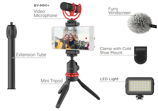 Boya Boya Vlogging kit with BY-MM1+ and smartphone holder + LED - Image 2