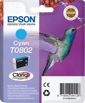Epson Epson inktpatroon   cyaan T 080  T 0802