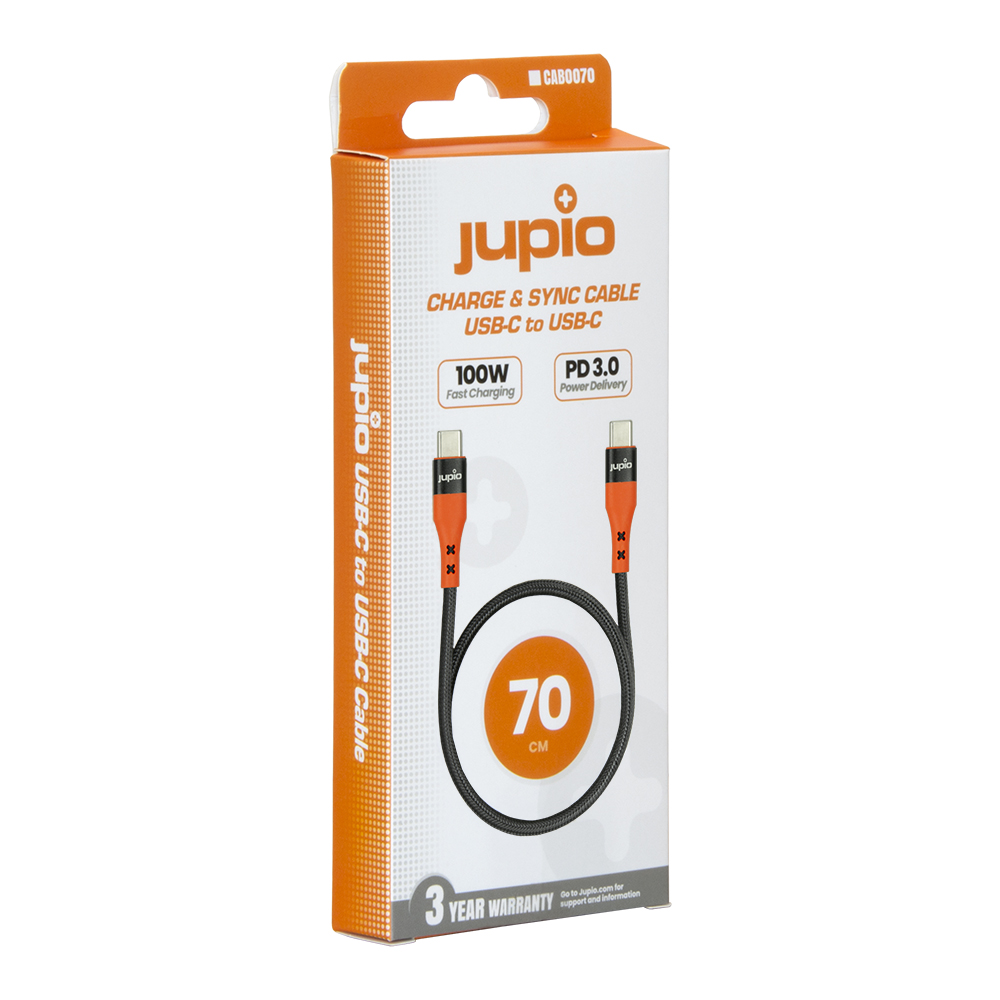 Jupio Jupio USB-C to USB-C cable 70cm (100W USB 2.0) - Image 2