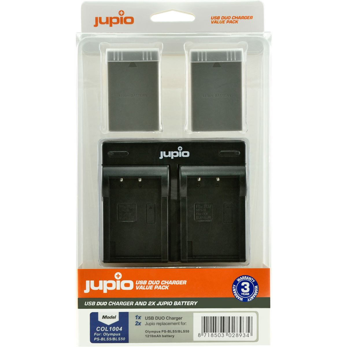Jupio Jupio Value Pack: 2x Battery PS-BLS5 / PS-BLS50 1210mAh + USB Dual Charger