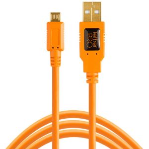 TetherTools Tethertools TetherPro USB 2.0 to MicroUSB B 5-Pin, 15' (4.6m), High-Visibility Orange