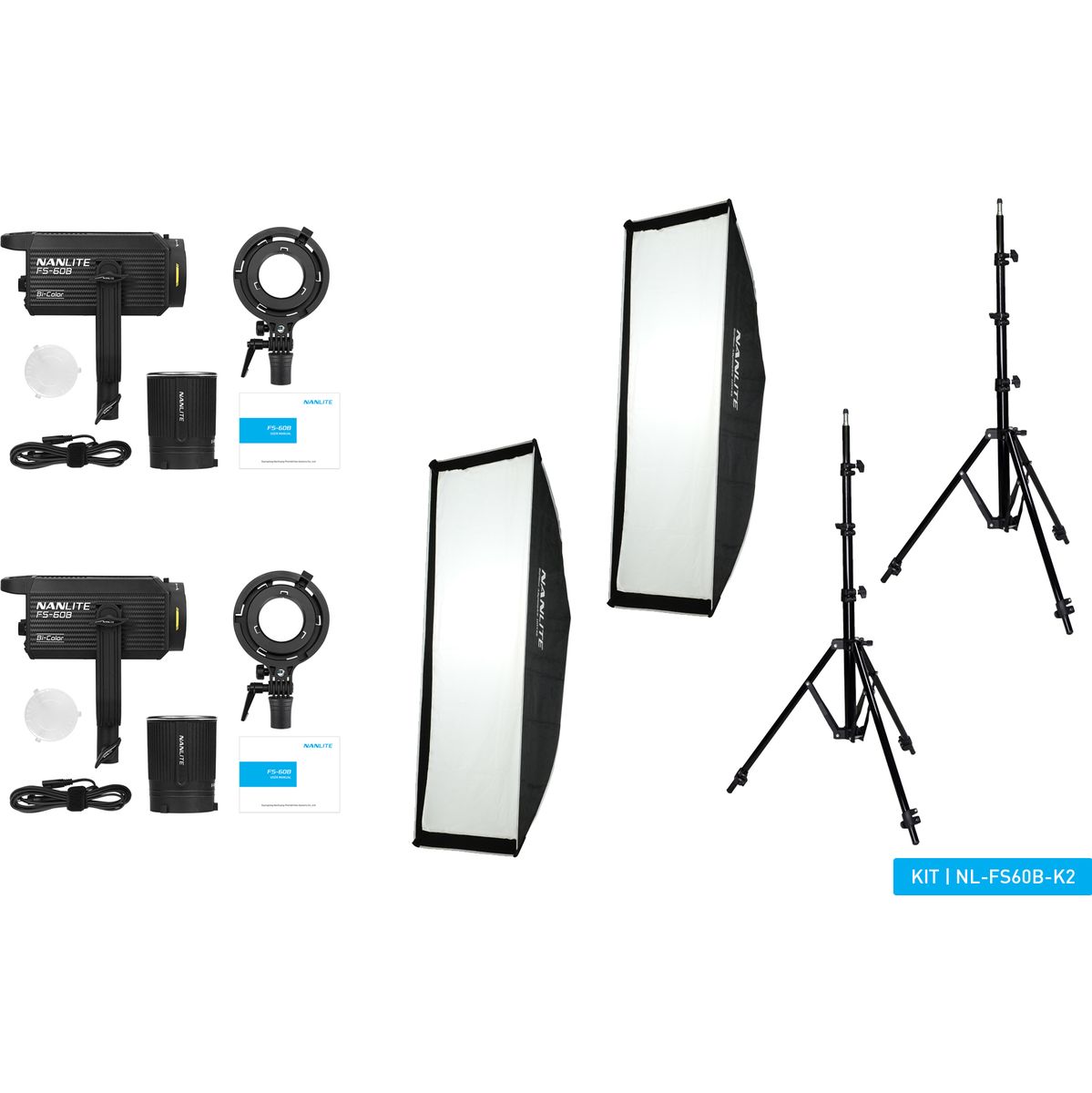 Nanlite Nanlite FS 60B LED Dual Kit (w/ Light Stand And Softbox)