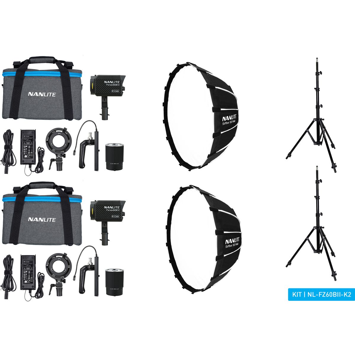 Nanlite Nanlite Forza 60B II Bi-Colour LED Dual Kit (w/ Light Sta...