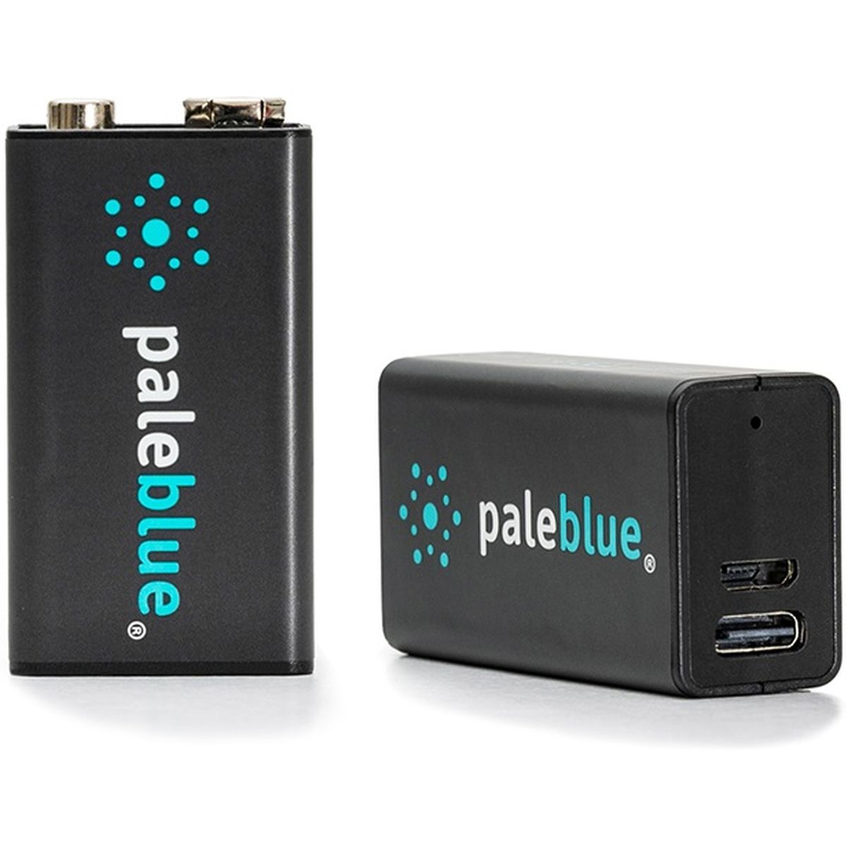 Pale Blue Pale Blue Li-ion Rechargeable 9V Battery USB-C 2 pack of 9V with 2x1 USB-C cable