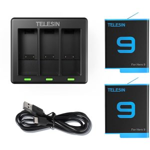 Telesin Telesin Charger For 3 Batteries + 2X accu voor GoPro 9,10,11,12