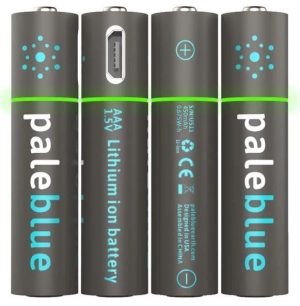 Pale Blue Pale Blue Li-Ion Rechargeabl AAA Battery 4 pack of AAA with 4x1 charging cable