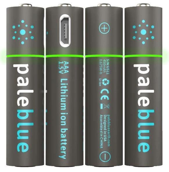 Pale Blue Pale Blue Li-Ion Rechargeabl AAA Battery 4 pack of AAA with 4x1 charging cable