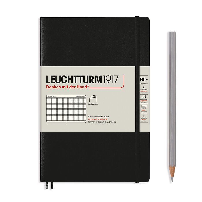 Leuchtturm Leuchtturm Black, Softcover, Composition (B5), 123 p., squared