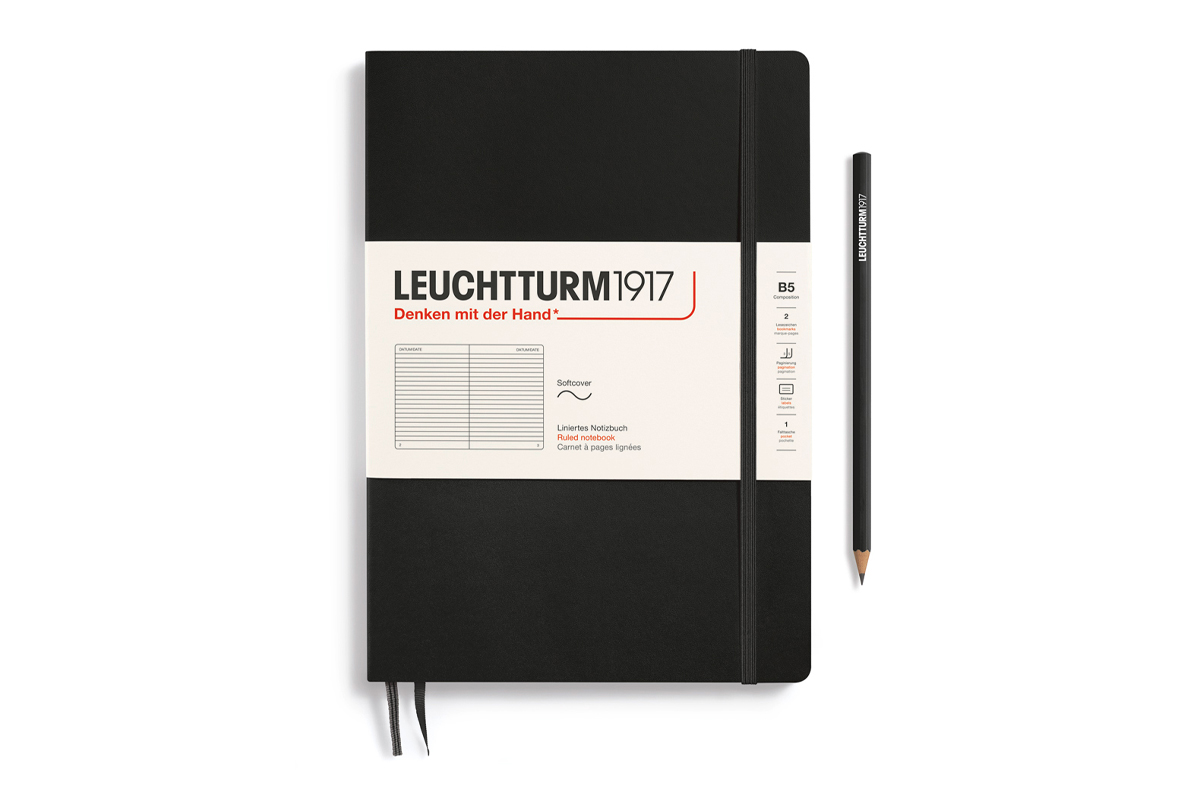 Leuchtturm Leuchtturm Black, Softcover, Composition (B5), 123 p., ruled