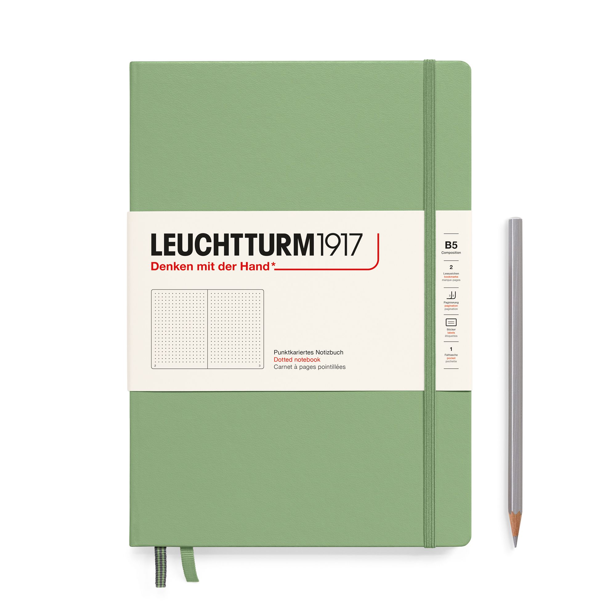 Leuchtturm Leuchtturm Sage, Softcover, Composition (B5), 123 p., dotted